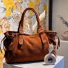 Auren - Sac polochon cuir souple daim cognac